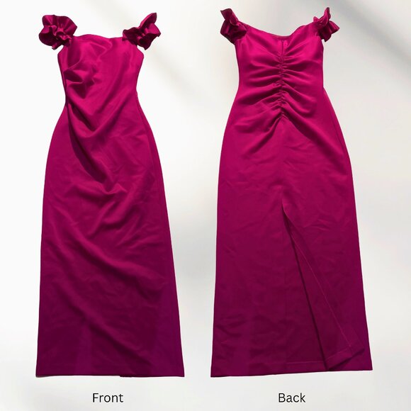 X by Xscape Magenta Off-Shoulder Formal Dress Size 10 - Bow Detail Evening Gown - Picture 1 of 1